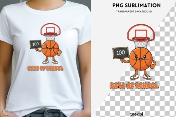 100 Days of School Basketball PNG: A Playful Design for Classroom Celebrations