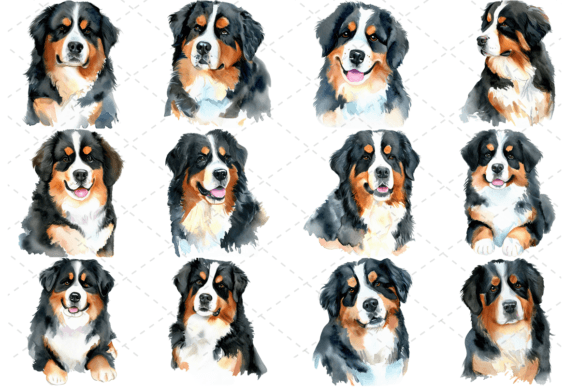 12 Bernese Mountain Dog Clipart Bundle