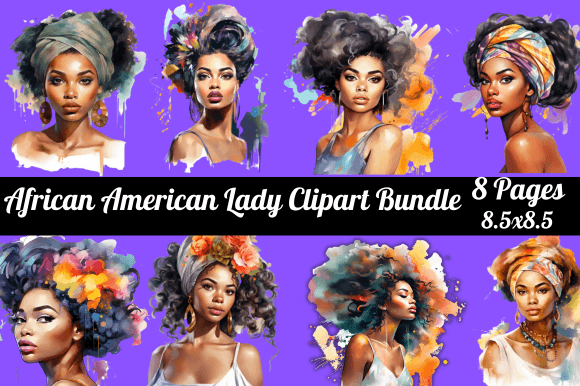 African American Lady Clipart Bundle for Creators