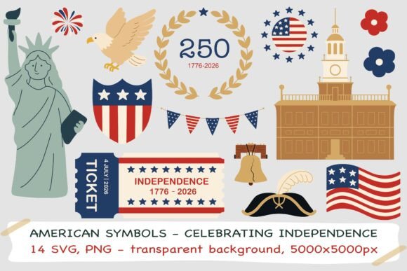 Celebrating 250 Years of Freedom with the America 250th SVG PNG Clipart Bundle