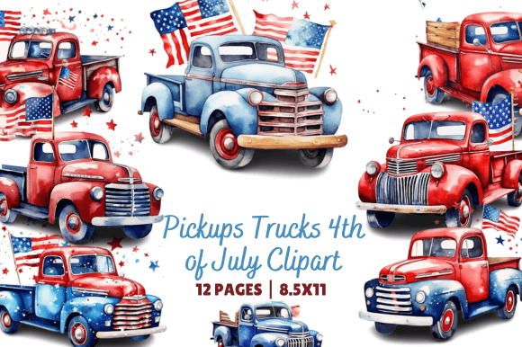 Celebrating Independence with Style: The Power of Pickups Trucks 4th of July Clipart in Modern Design