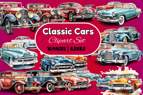 Classic Cars Clipart Set for Creative Projects
