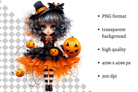 Cute Halloween Girl PNG Clipart Guide
