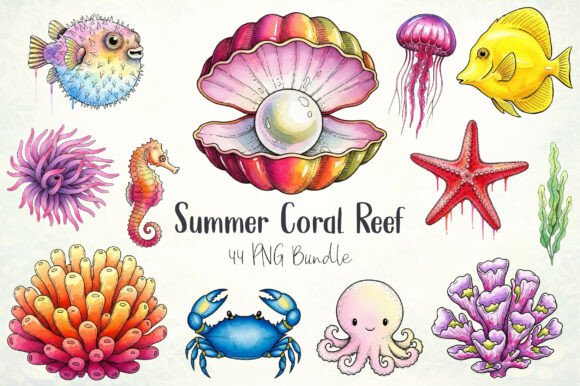 Elevating Digital Design with Watercolor Summer Coral Reef Clipart: A Strategic Asset for Modern Creators