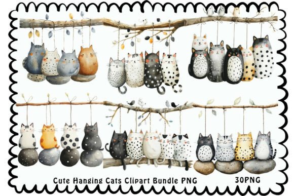 Evaluating the Cute Hanging Cats Clipart Bundle PNG for Creative Projects