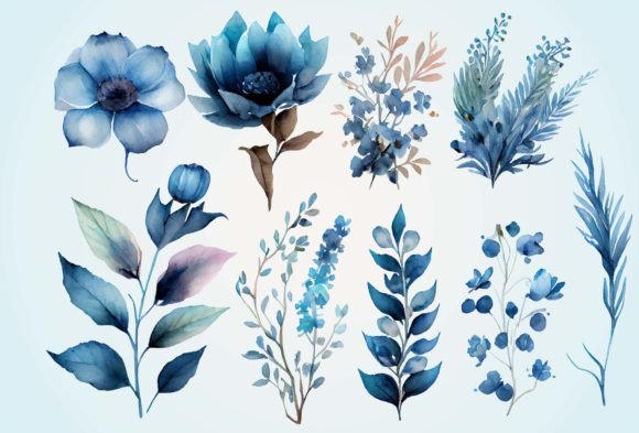 Integrating Blue Watercolor Flower Clipart into Professional Design Workflows