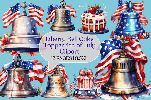 Liberty Bell Cake Topper 4th of July Clipart