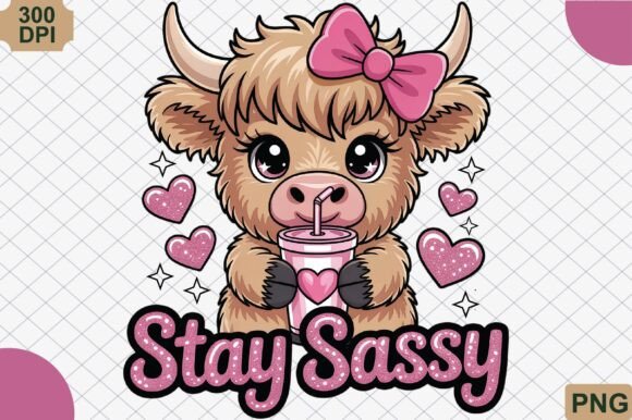 Stay Sassy Baby Highland Cow PNG