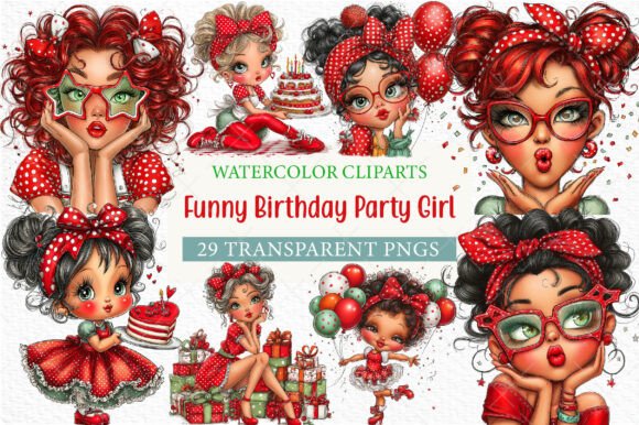 Strategic Visual Storytelling with the Funny Birthday Party Girl Bundle Clipart