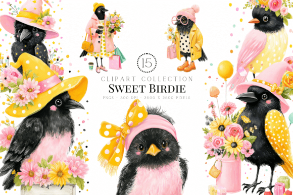 Sweet Birdie Cute Blackbird Crow Clipart
