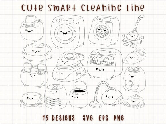 Transforming Household Chores with Cleaning Machines Line Home Cleaning Svg Designs