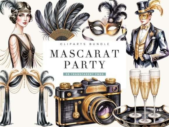 Unveiling Elegance: The Art of the Masquerade Party Clipart Bundle