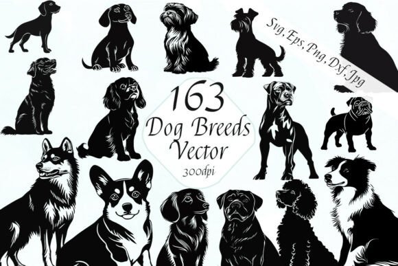 Vector Dog Breeds Clipart Bundle