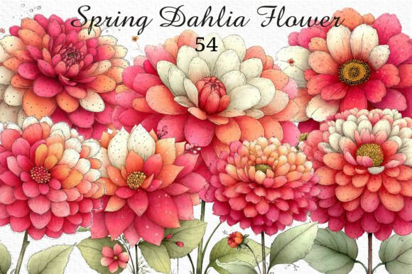 Whimsical Spring Dahlia Flower Clipart: A Creative Resource for Seasonal Design