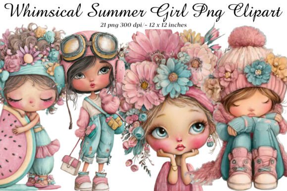 Whimsical Summer Girl Png Clipart Bundle: Elevating Digital Design with High-Resolution Assets